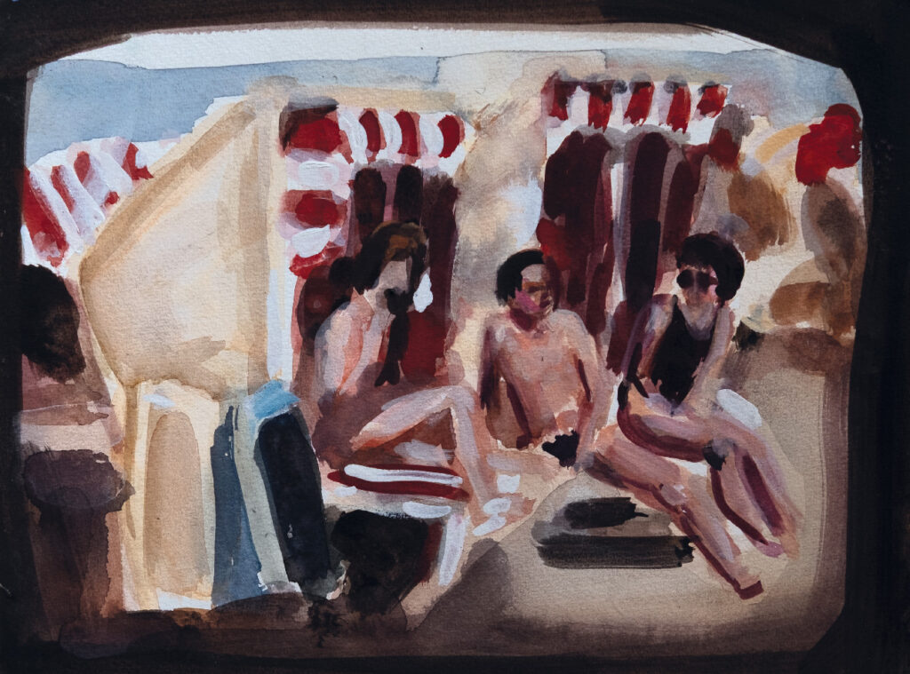 Strandkörbe super 8, 24*32 cm, watercolor and ink on canvas